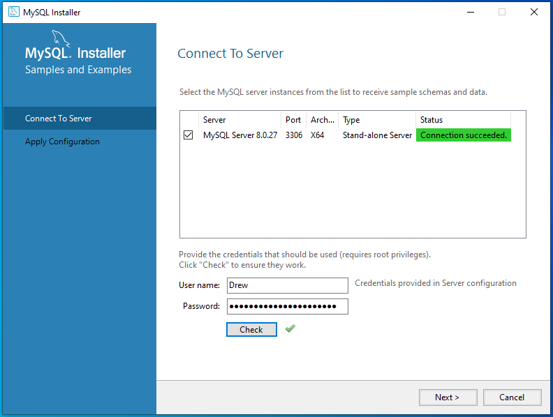 MySQL Verify Connection